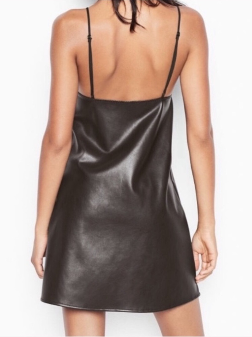 VS Faux Leather Slip Dress Vegan Babydoll XS - Picture 3 of 13